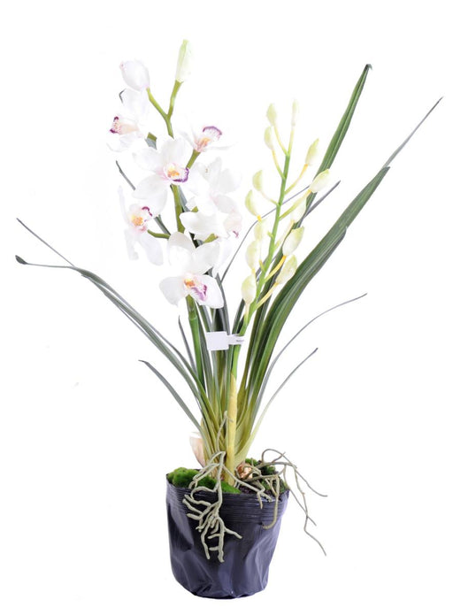 Kunstig Cymbidium Plante H.80Cm Hvid Blomst