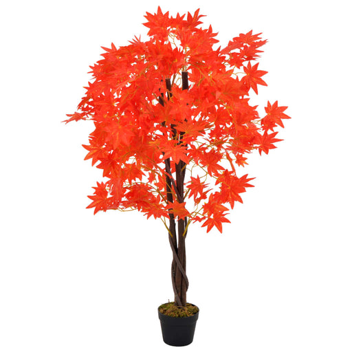 Kunstig Ahornplante Med Rød Krukke 120 Cm