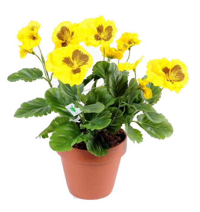 Kunstig Plante Gul Stedmoderblomst På Stag 26Cm