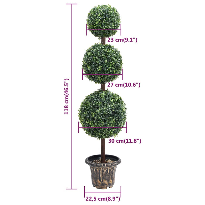 Kunstig Buksbom Plante Med Grøn Kugleformet Potte 118 Cm