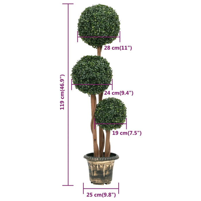 Kunstig Buksbom Plante Med Grøn Kugleform Potte 119 Cm