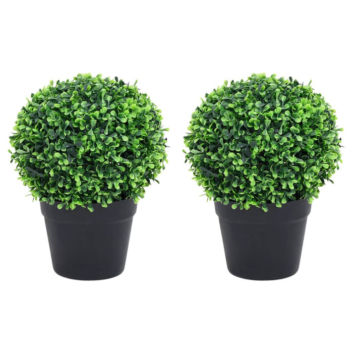 Kunstige Buksbomplanter 2 Stk Med Grønne Kuglepotter 27 Cm