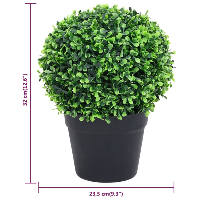 Kunstige Buksbomplanter 2 Stk Med Grønne Kuglepotter 32 Cm
