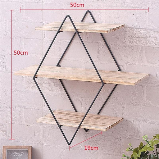Planteholder Væghylde Træ Og Metal Rhombus