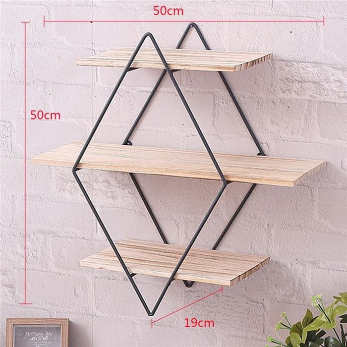 Planteholder Væghylde Træ Og Metal Rhombus