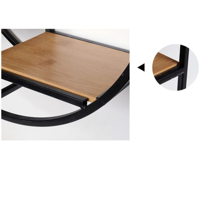 Planteholder Rund Hylde Træ Og Sort Metal