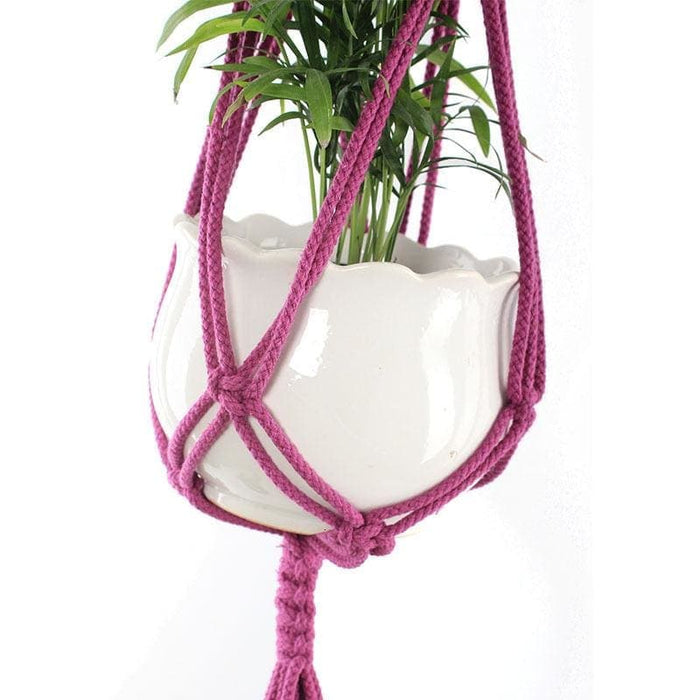 Pink Makramé Hængende Urtepotteplanteholder