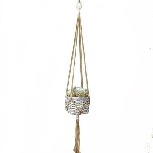 Hængende Urtepotte Macrame Suspension Med Gult Lærred