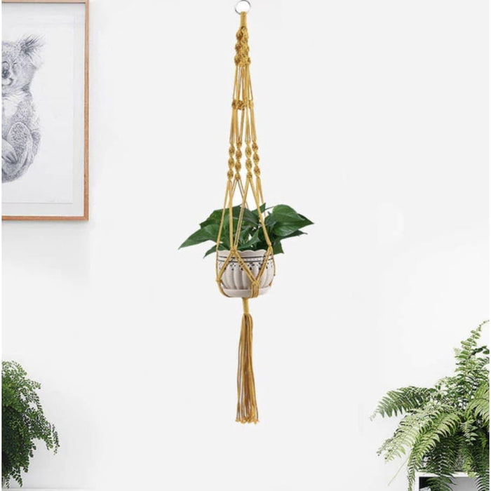 Hængende Urtepotte Gul Macramé Suspension