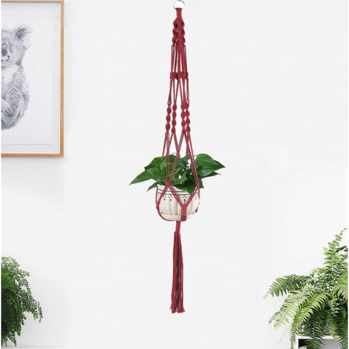 Hængende Urtepotte Rød Macramé Suspension