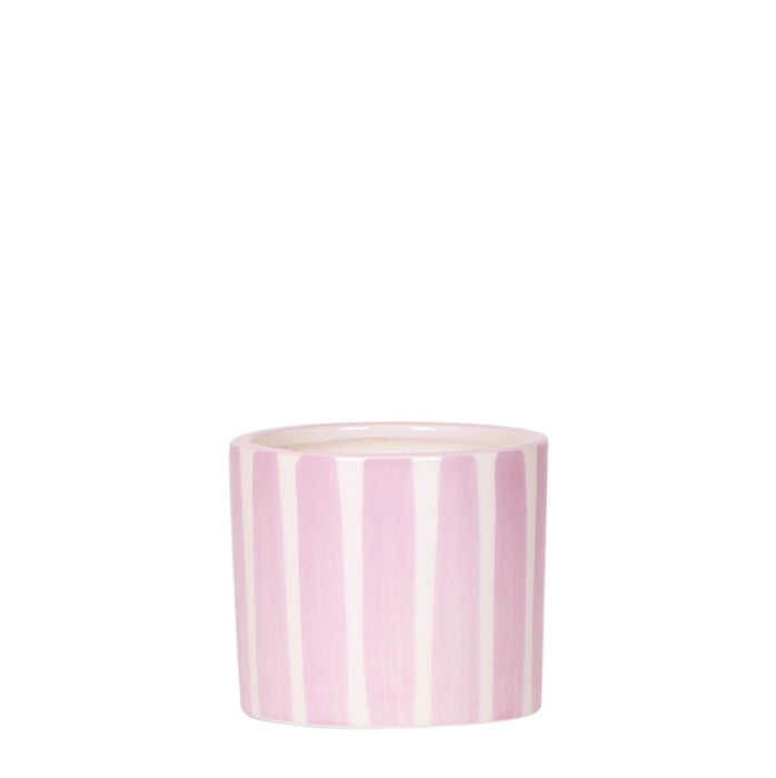 Malet Stribet Dekorativ Potte - Pink