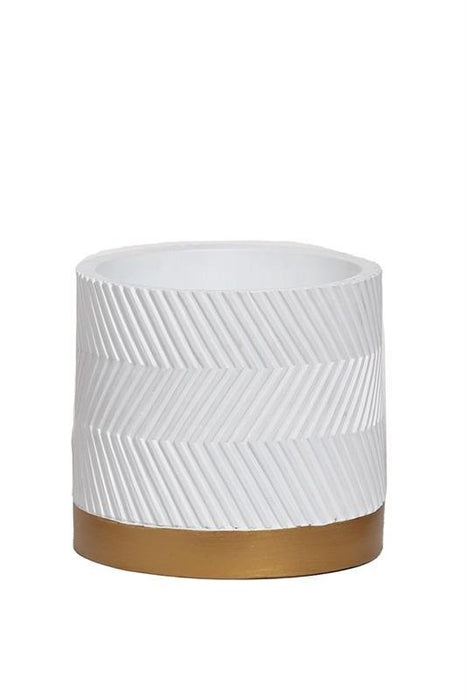 Groovy White Matt Pot D13