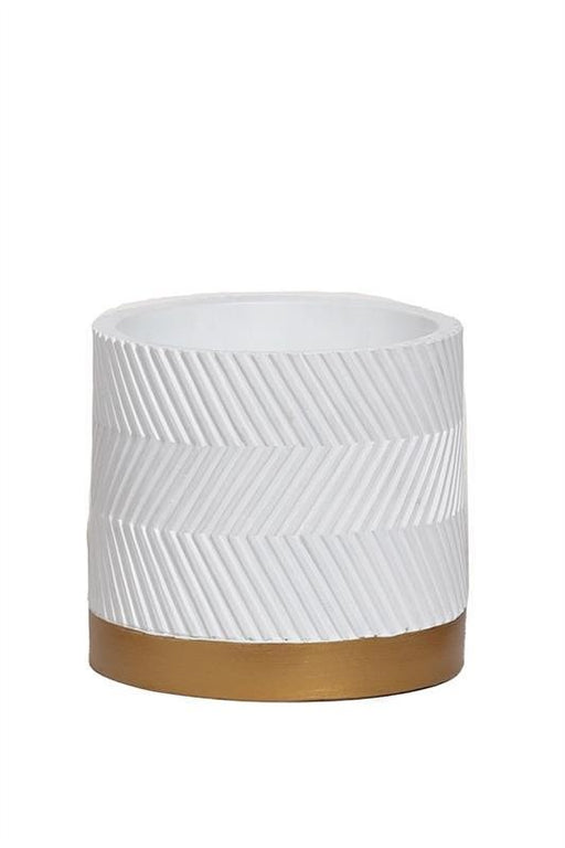 Groovy White Matt Pot D13