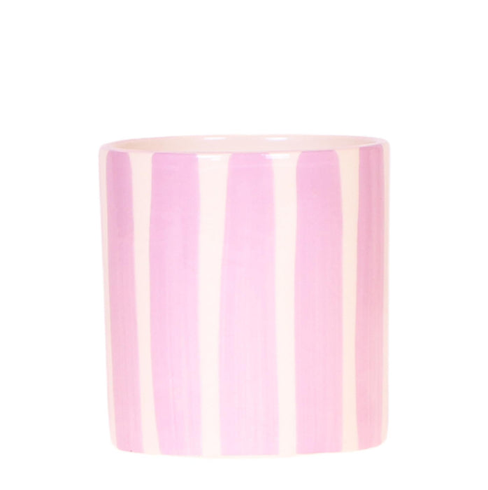 Malet Stripe Dekorativ Potte - Pink