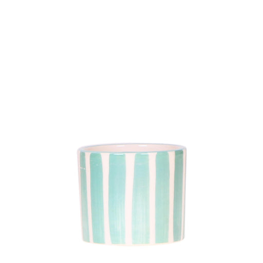 Malet Stripe Dekorativ Potte - Turkis