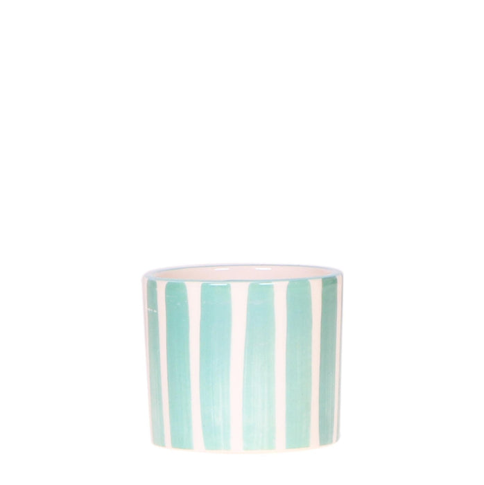 Malet Stripe Dekorativ Potte - Turkis
