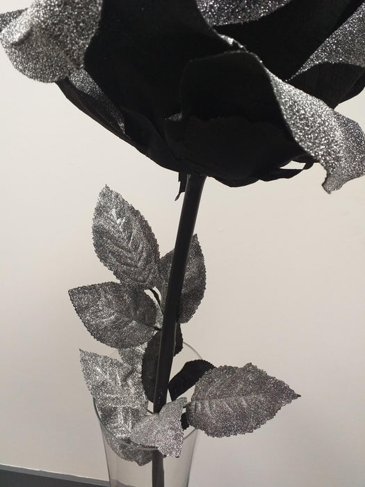 Kunstig Sort Glitrende Rose Til Indretning
