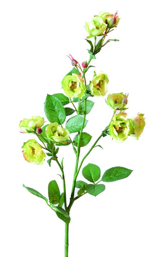 Kunstig Wild Rose Gul Grøn 75Cm Dekorativ Blomst