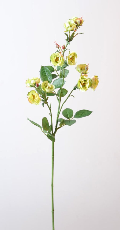 Kunstig Wild Rose Gul Grøn 75Cm Dekorativ Blomst