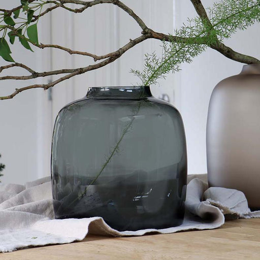 Grå Glasvase - H25Cm, Ø25Cm
