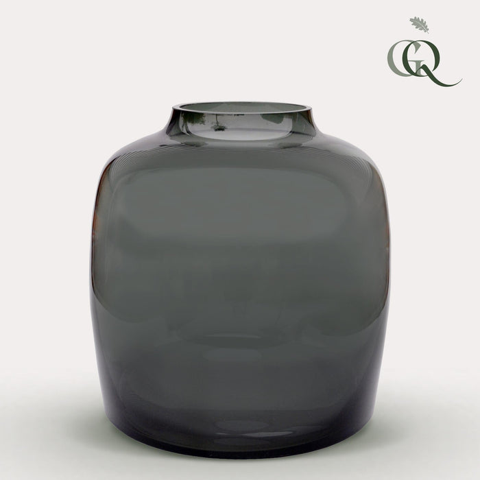 Grå Glasvase - H25Cm, Ø25Cm