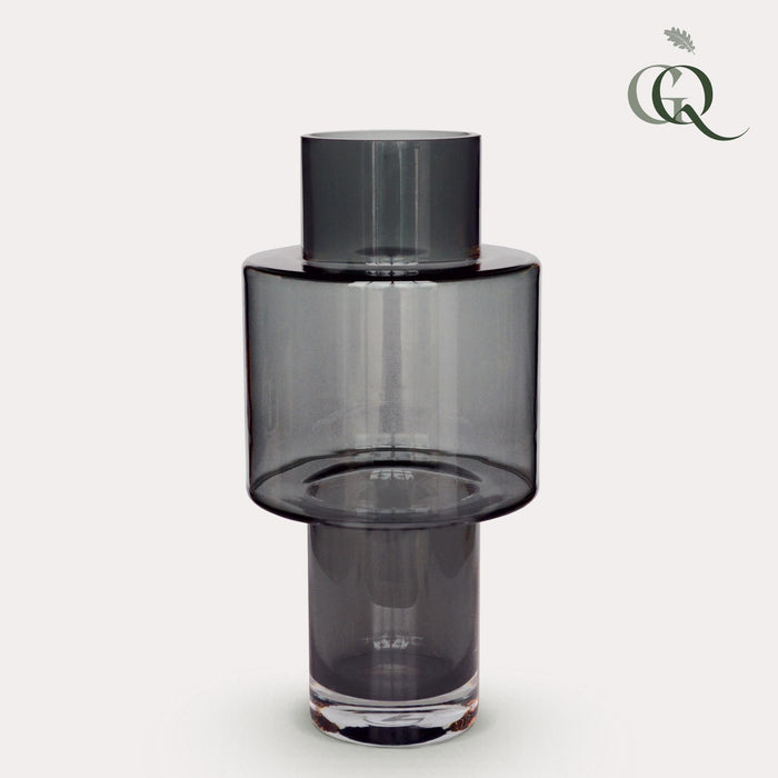 Grå Glasvase - H40Cm, Ø20Cm