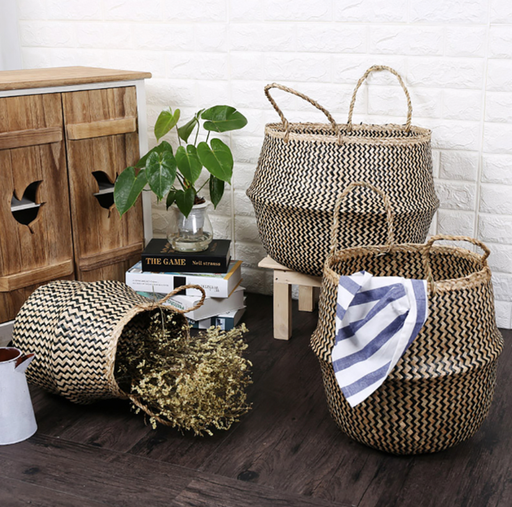 Naturlig & Sort Flet Kurv